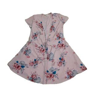 Cloud & Sky Dress Womens Medium Pink Floral Seersucker Wrap